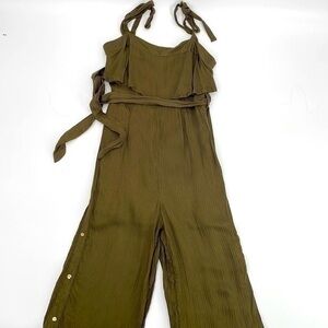 UEC guess ribbed olive green wide leg pant suit XS